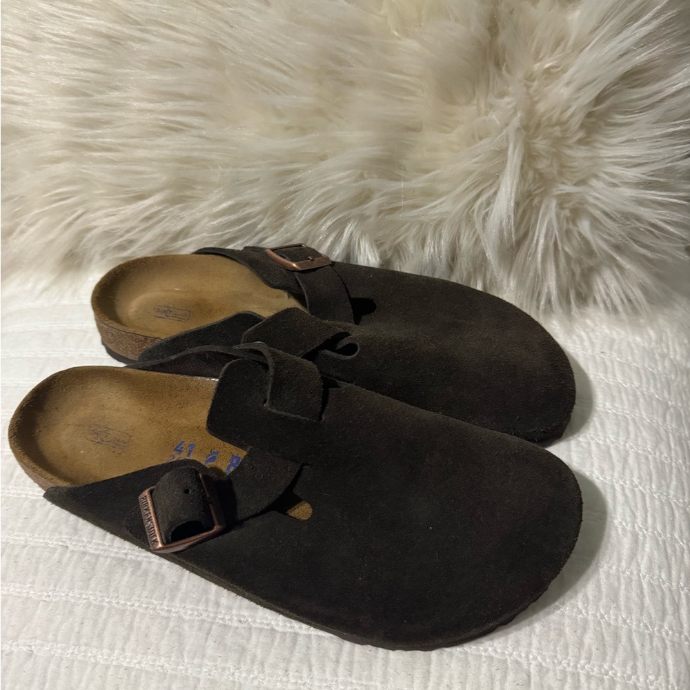 Birkenstock Dark Brown Suede Mules